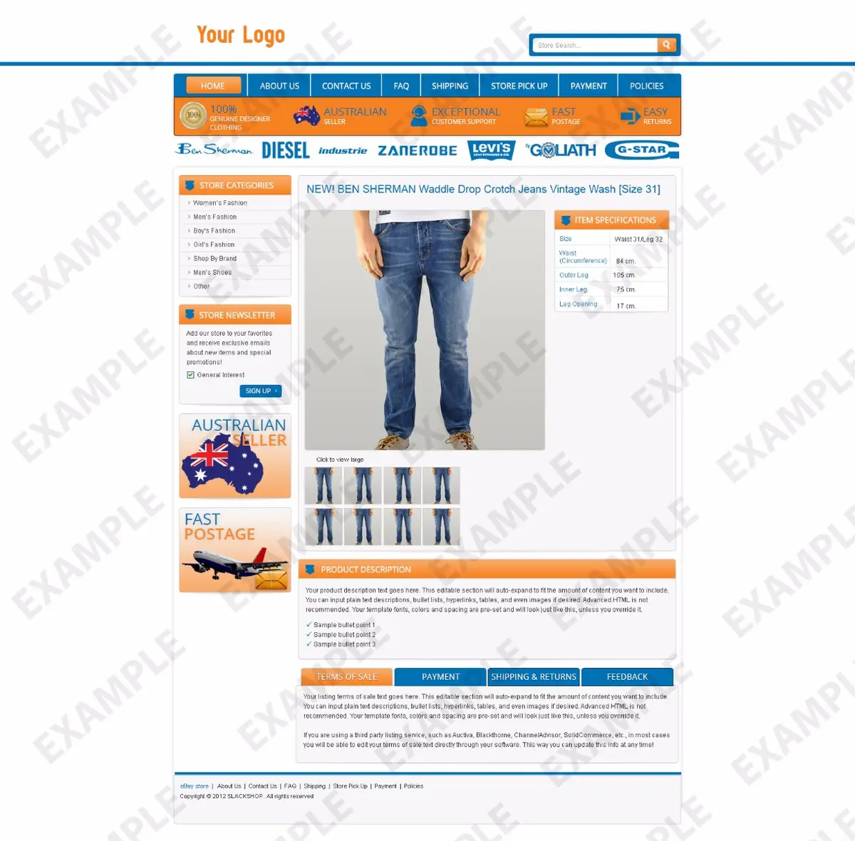 Flashbox premade eBay listing template #1309 for apparel & shoes