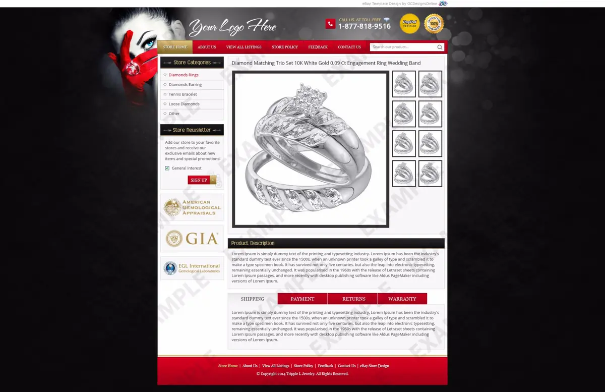 Chatwire premade eBay listing template #1312 for jewelry & watches