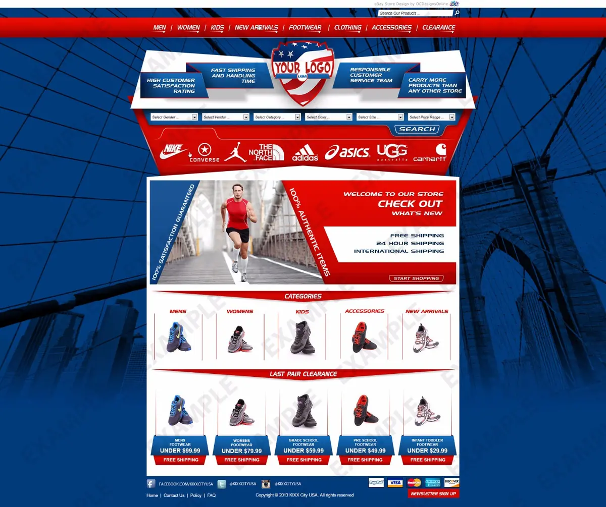 Dynalia premade eBay store design #1313 for apparel & shoes