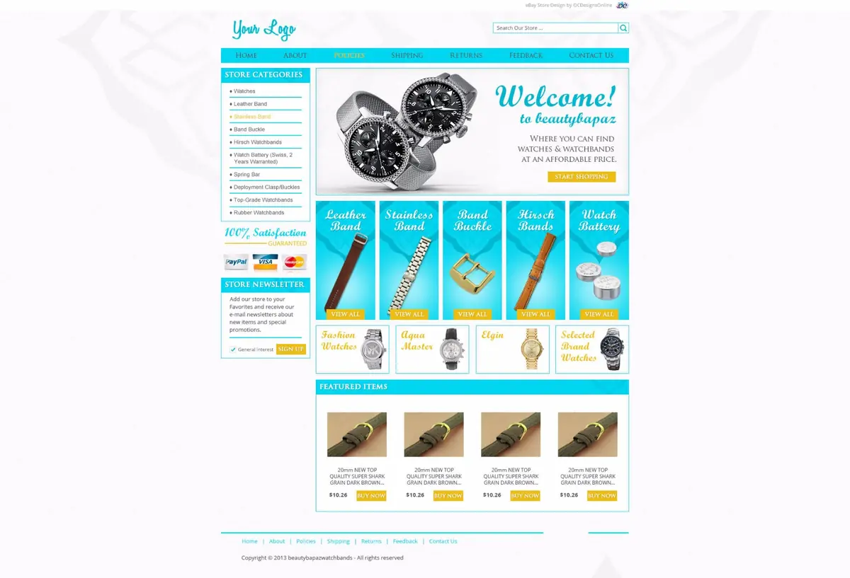 Favee premade eBay store design #1330 for jewelry & watches