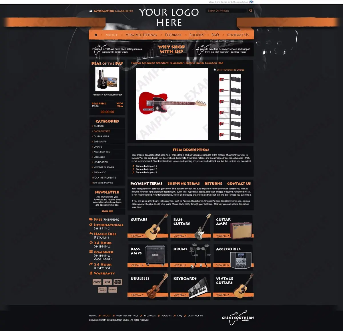 Jetspan premade eBay listing template #1211 for music
