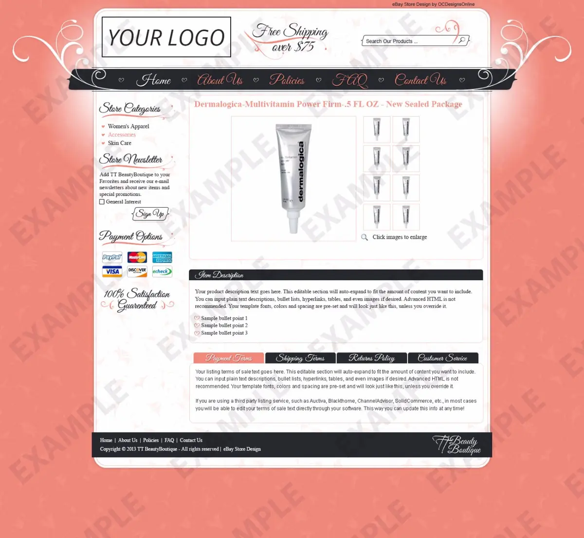 Myify premade eBay listing template #1221 for beauty