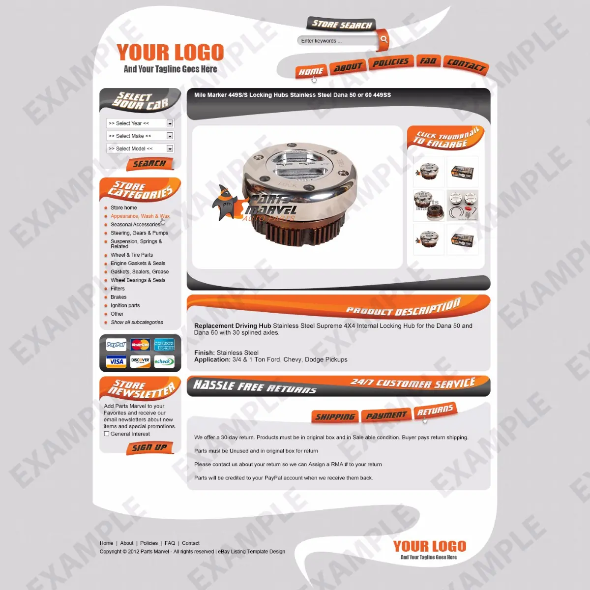 Skipdog premade eBay listing template #1256 for automotive