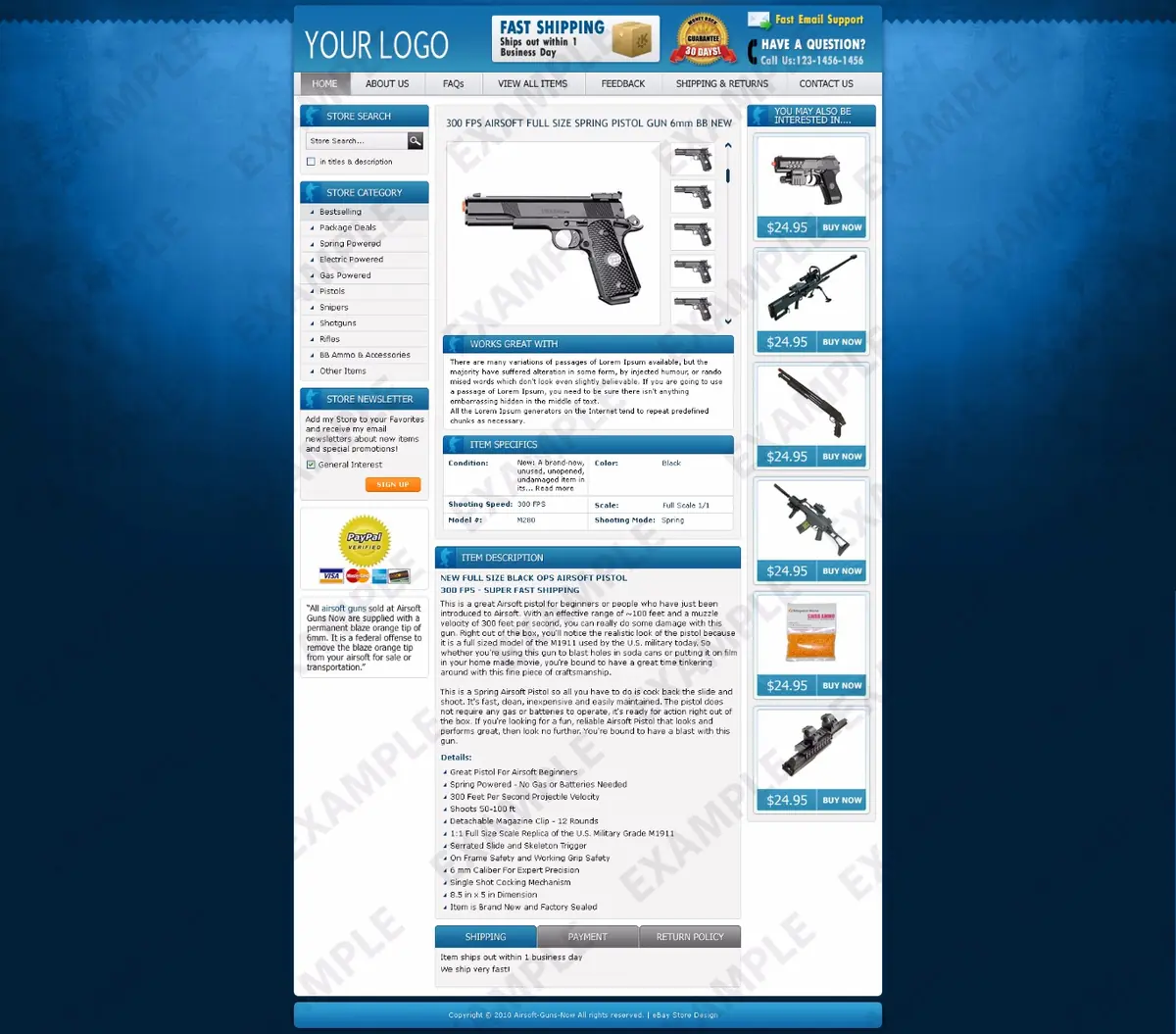 Yava premade eBay listing template #1259 for sporting goods