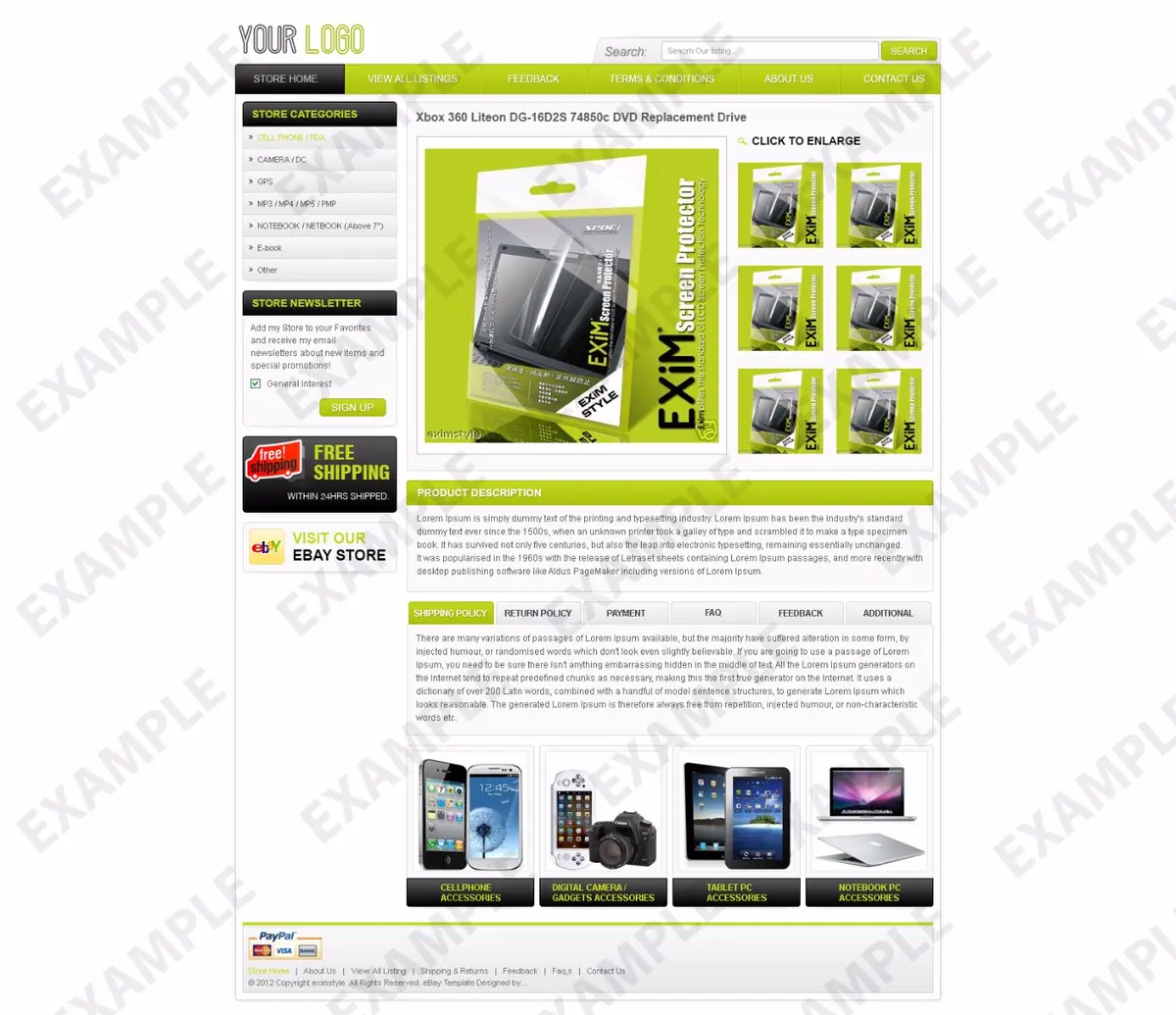 Babblecat premade eBay listing template #1261 for electronics & cameras