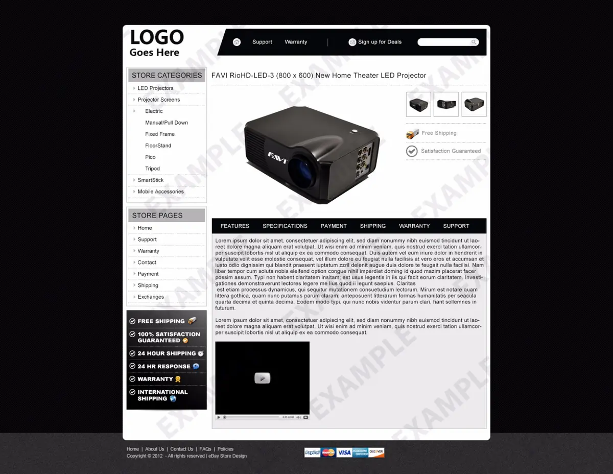 Flashspan premade eBay listing template #1266 for electronics & cameras