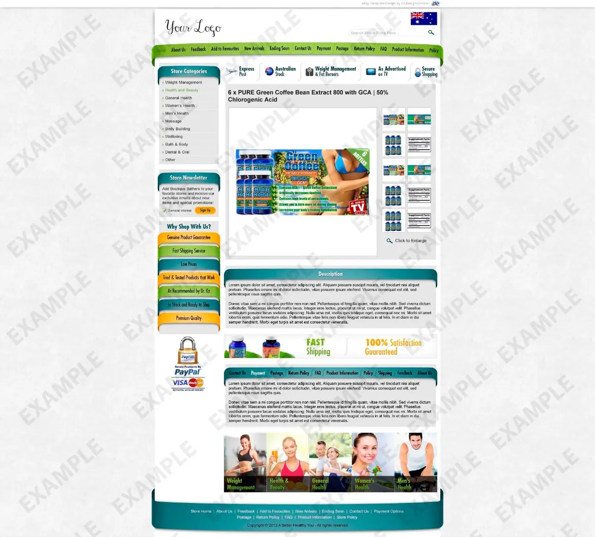 Micero premade eBay listing template #1290 for fitness
