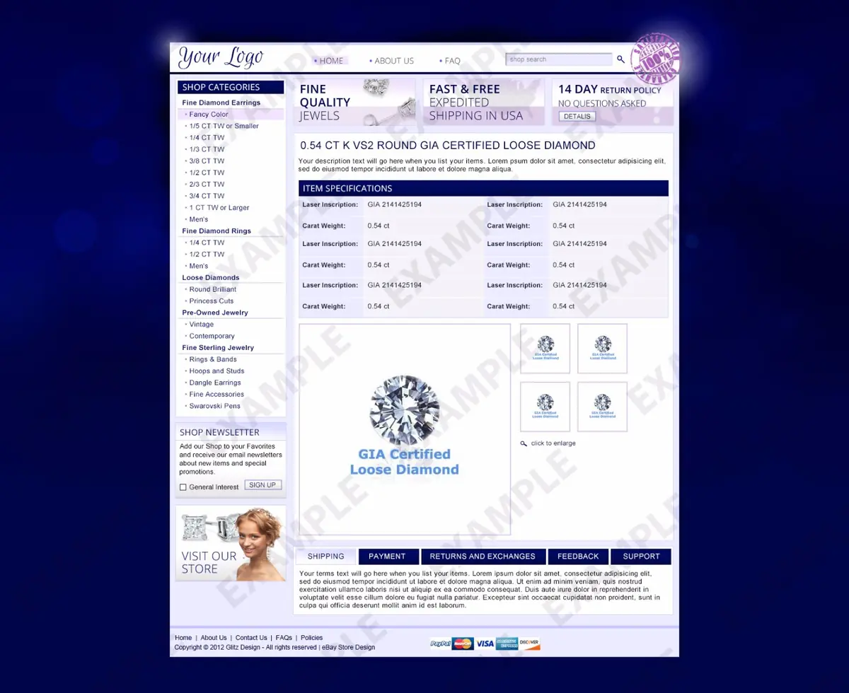 Babblebird premade eBay listing template #1294 for jewelry & watches