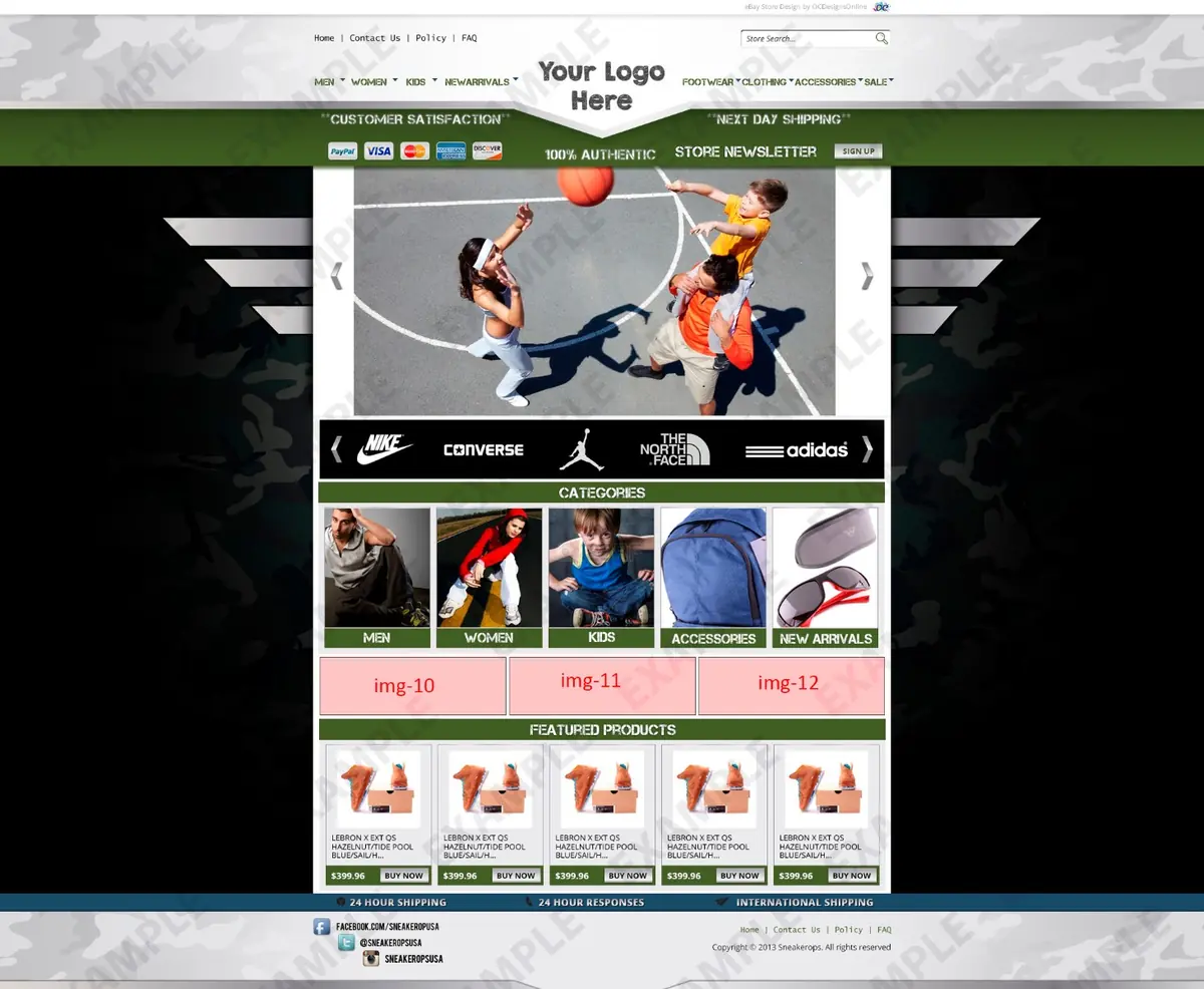 Jumpcast premade eBay store design #1314 for apparel & shoes