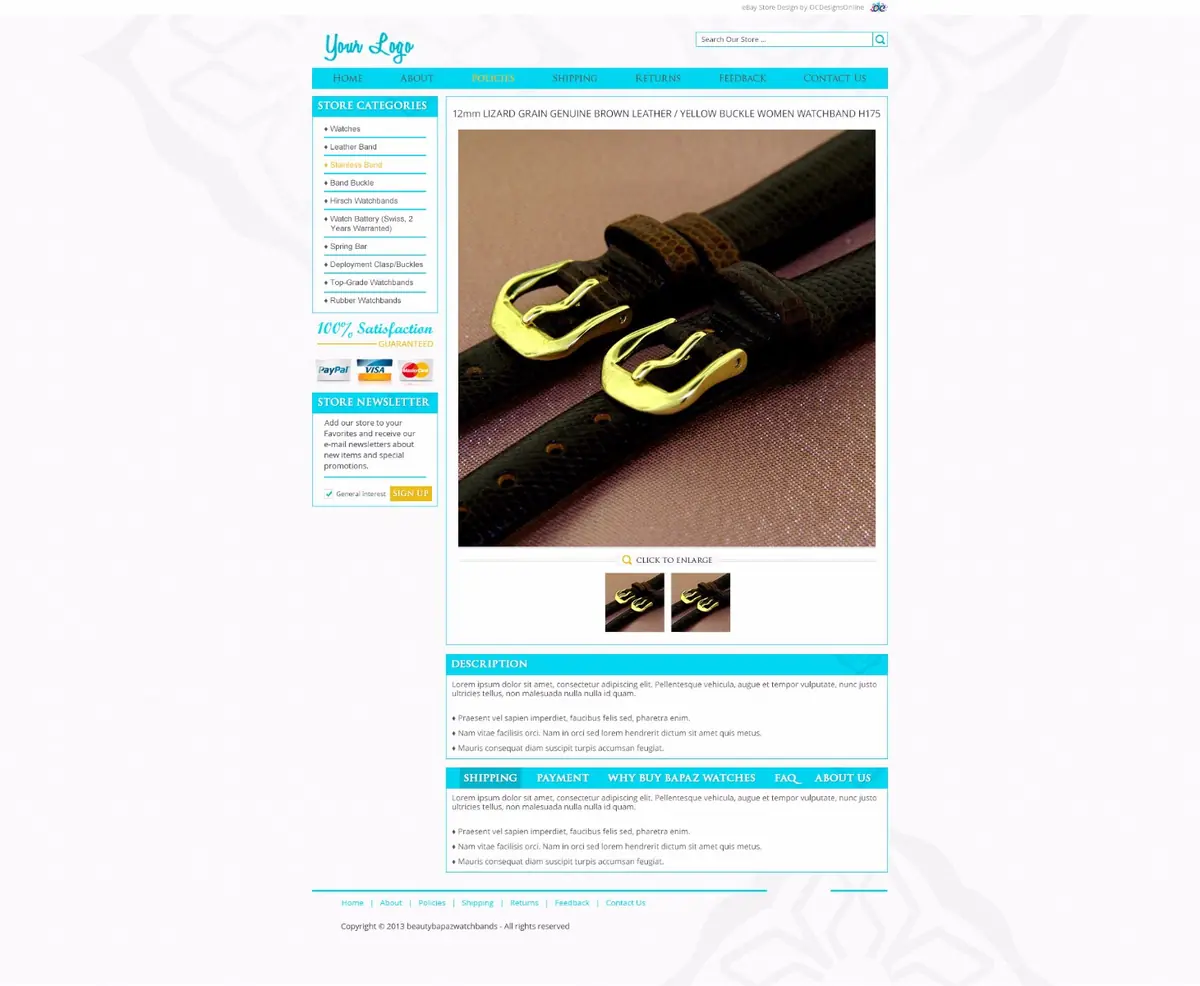 Favee premade eBay listing template #1330 for jewelry & watches