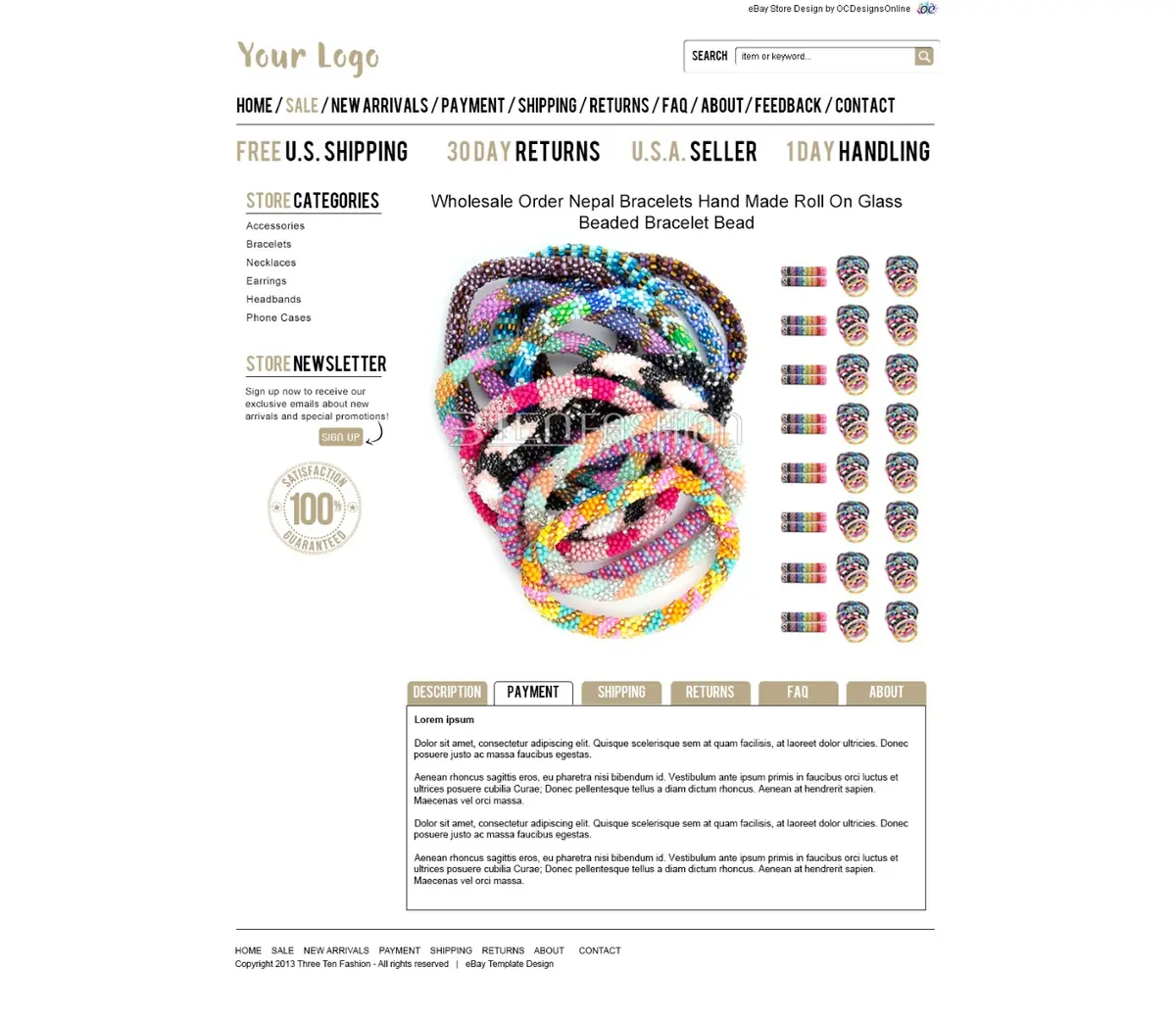 Tadoo premade eBay listing template #1338 for jewelry & watches