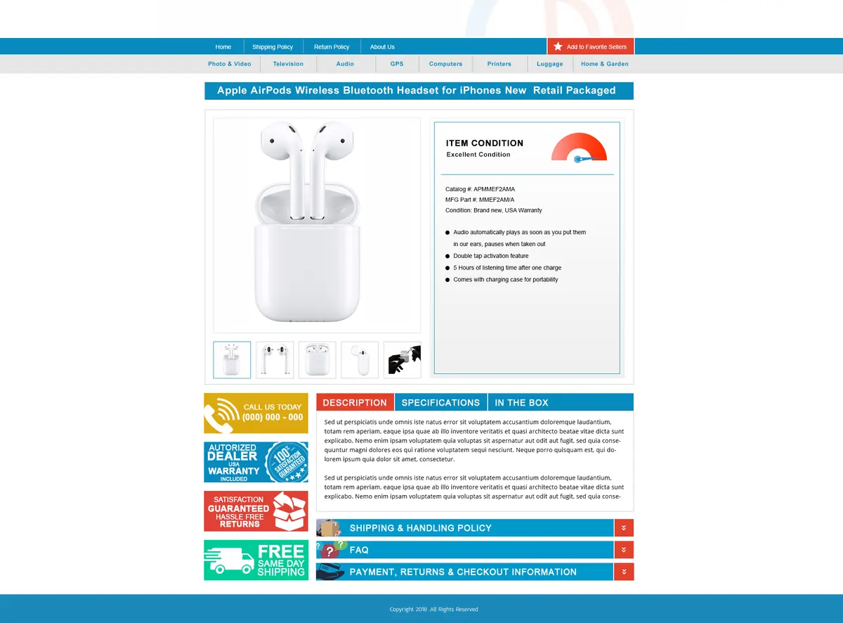 Digz premade eBay listing template for any industry