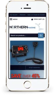 Northern Marine store on a phone