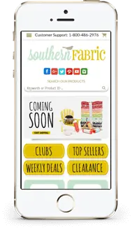 Southern Fabric store on a phone