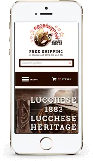 George Town Cowboy Boots store on a phone