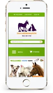 PiccardMeds4Pets store on a phone