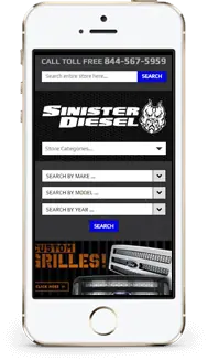 Sinister Diesel store on a phone