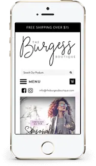 The Burgess Boutique store on a phone