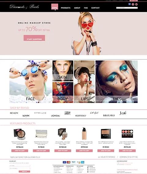Diamonds & Pearls premade eBay Shopify theme for apparel & shoes