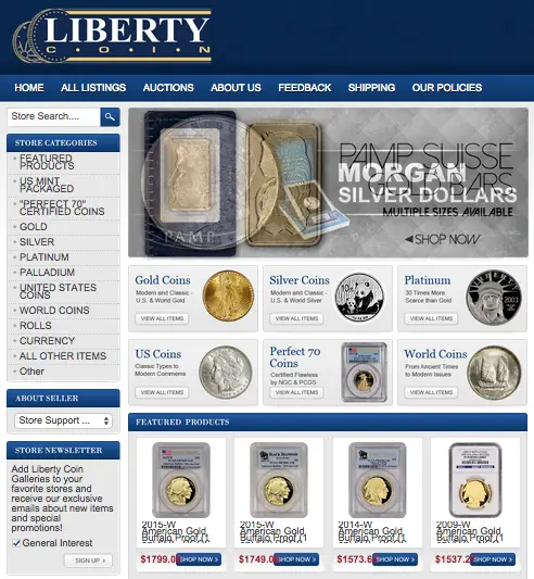 Liberty Coins custom eBay storefront design