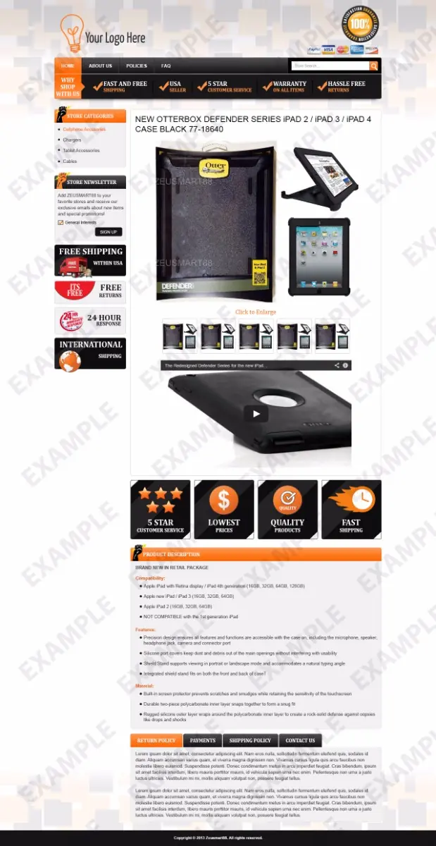 Jetpoint premade eBay listing template #1255 for cell phones