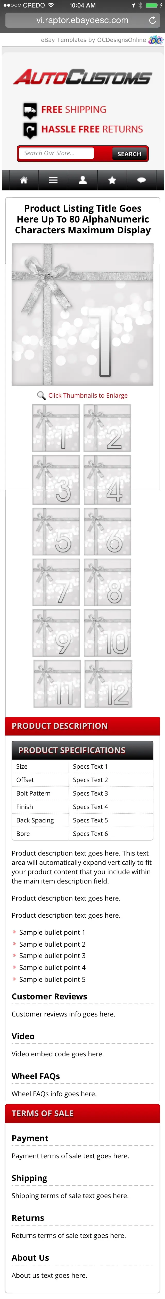 fully responsive eBay template