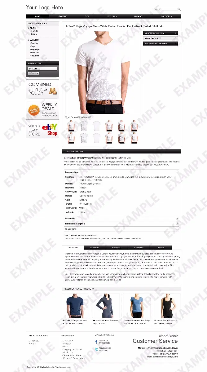 Famm premade eBay listing template #1247 for apparel & shoes