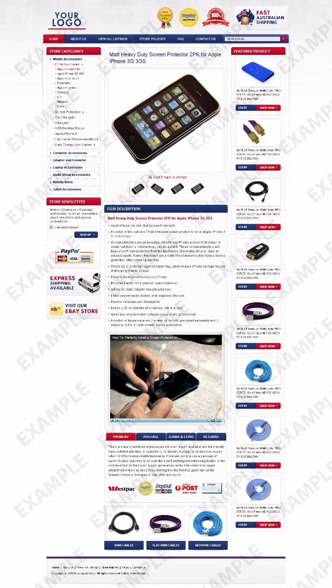 Fivedrive premade eBay listing template #1243 for electronics & cameras