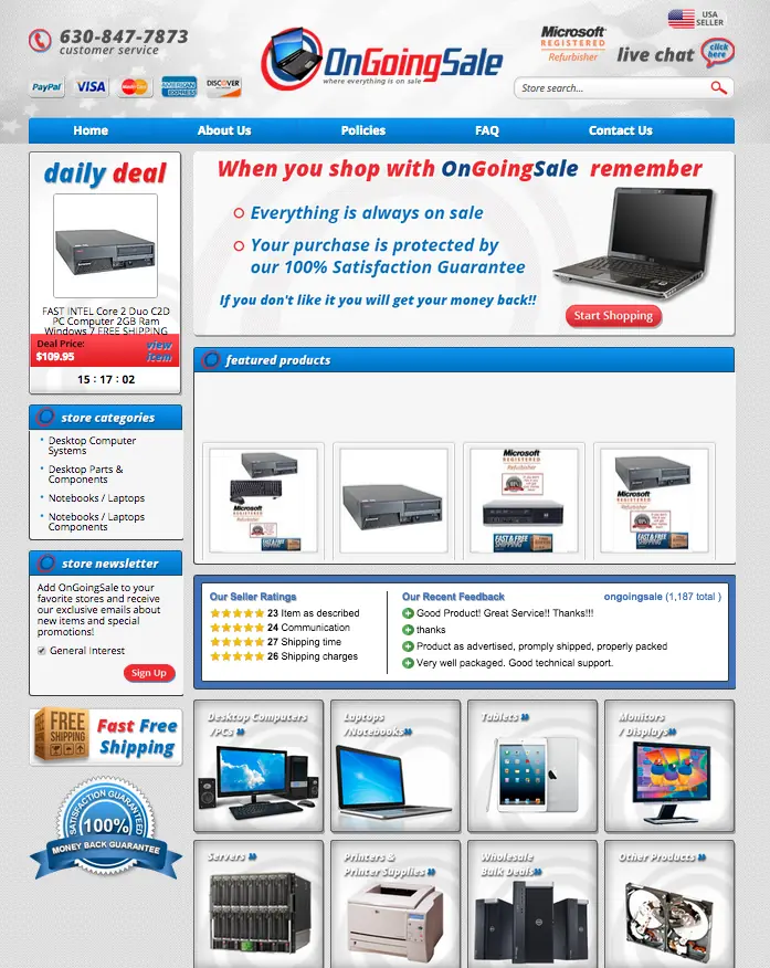 On Going Sales eBay design builds trust with customers