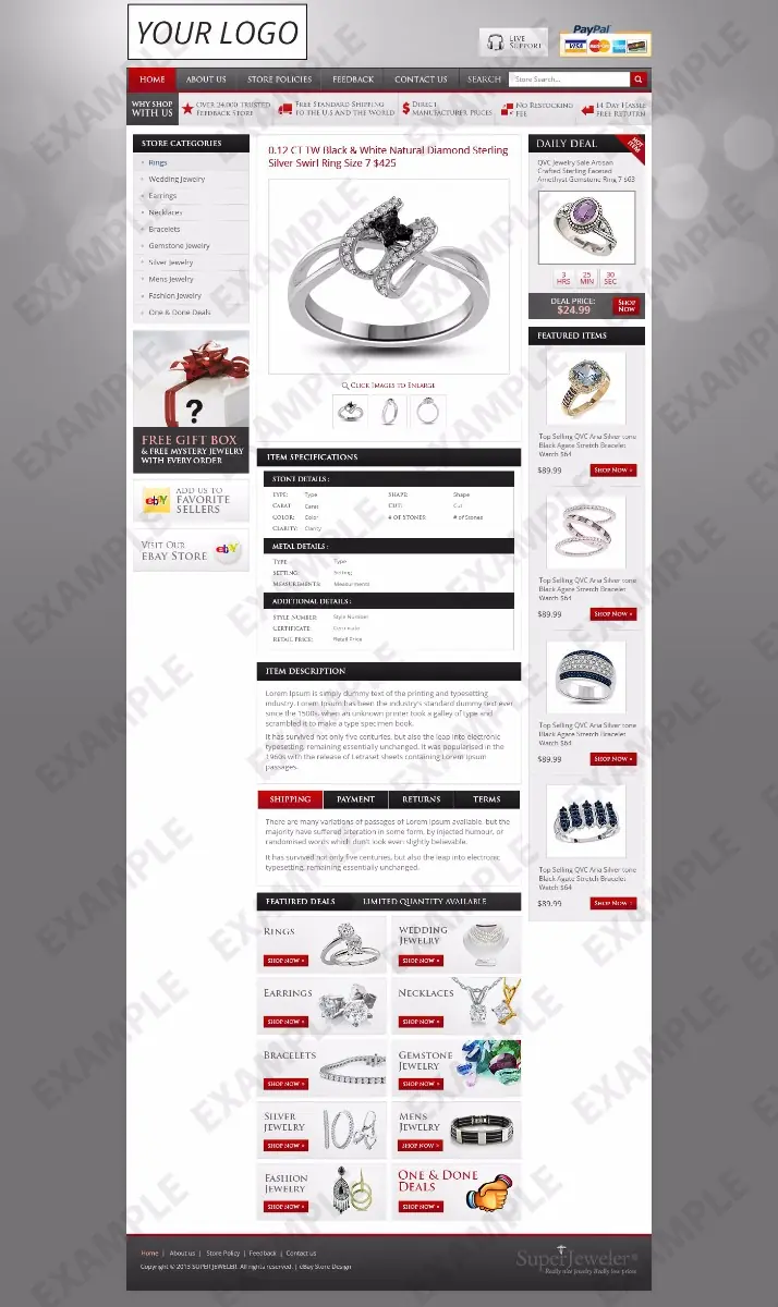 Bubblechat premade eBay listing template #1218 for jewelry & watches
