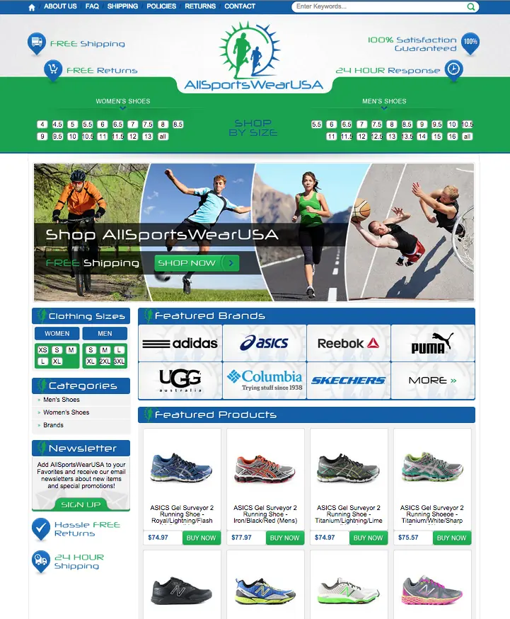 All Sportswear USAs new browsing with a purpost design from OCDesignsonline