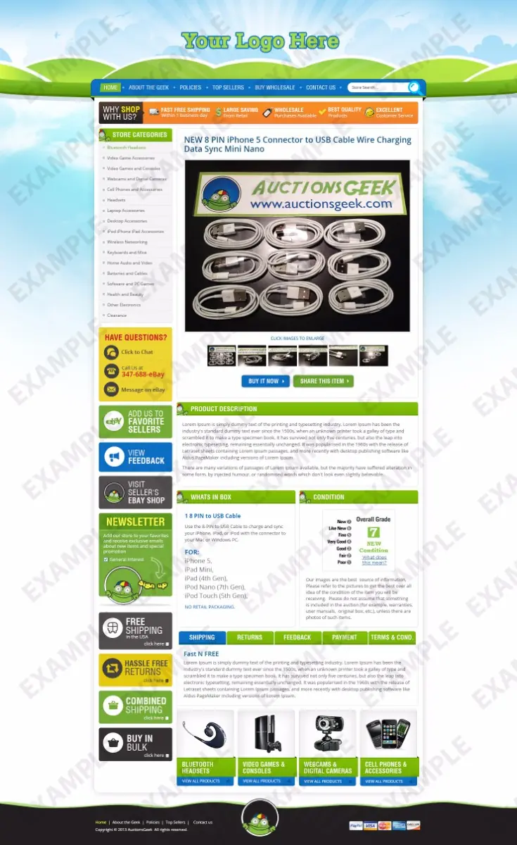 Digicat premade eBay listing template #1205 for any industry