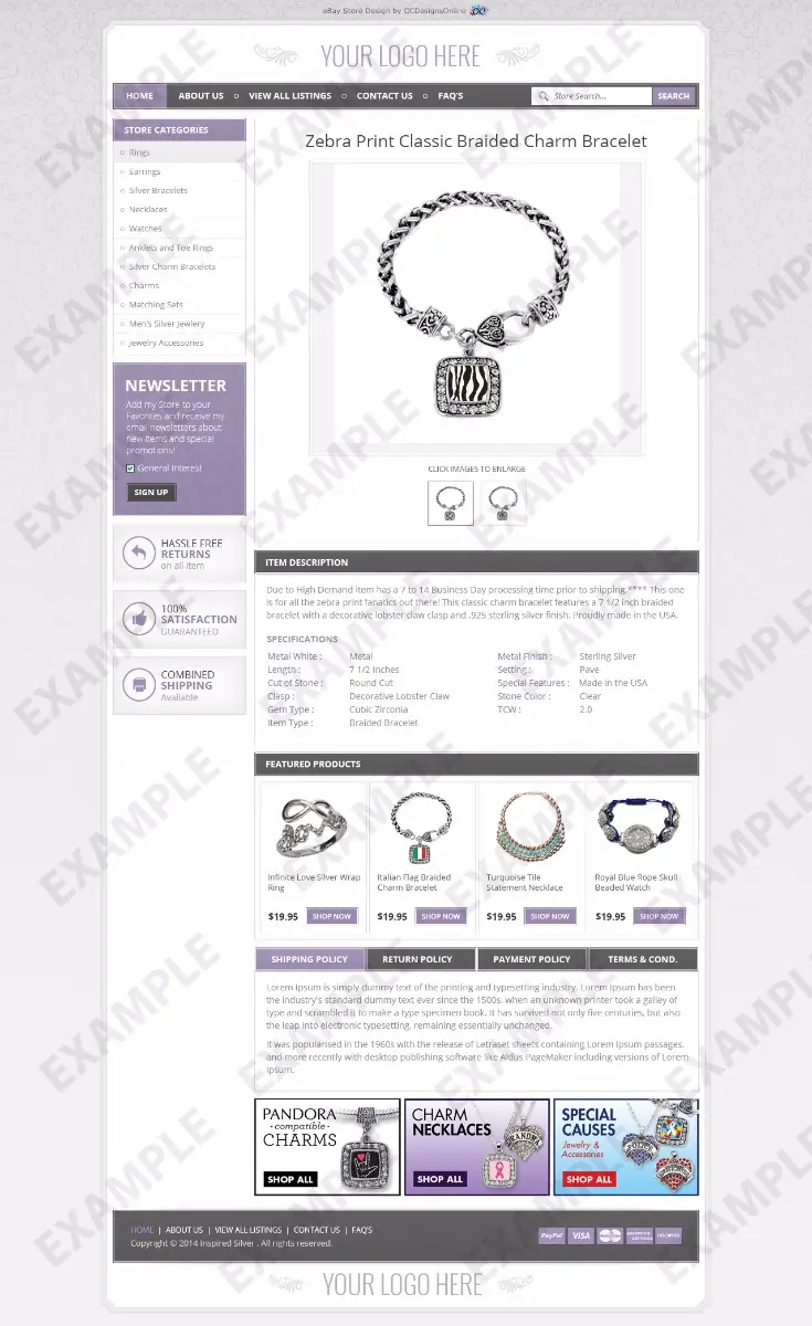 Centitri premade eBay listing template #1310 for jewelry & watches