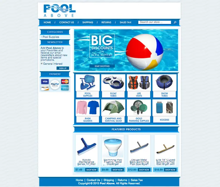 Pool Aboves new eBay design