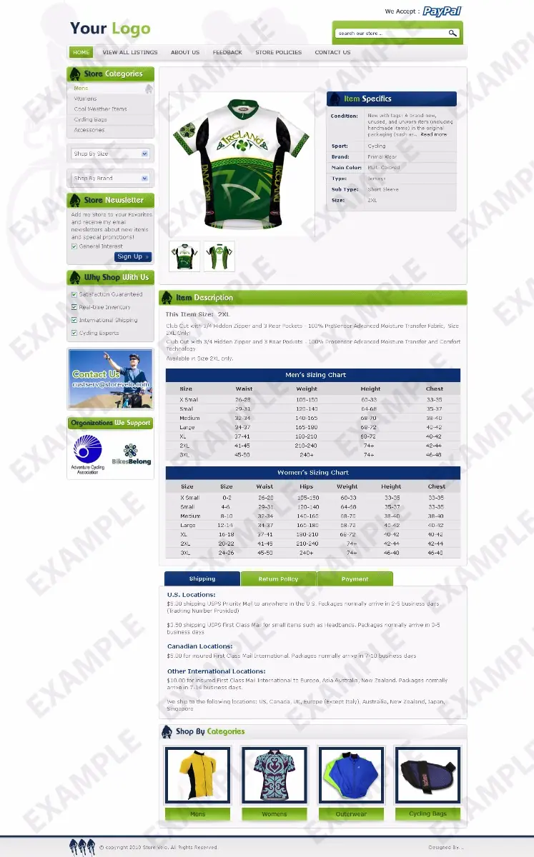 Mynyx premade eBay listing template #1271 for apparel & shoes