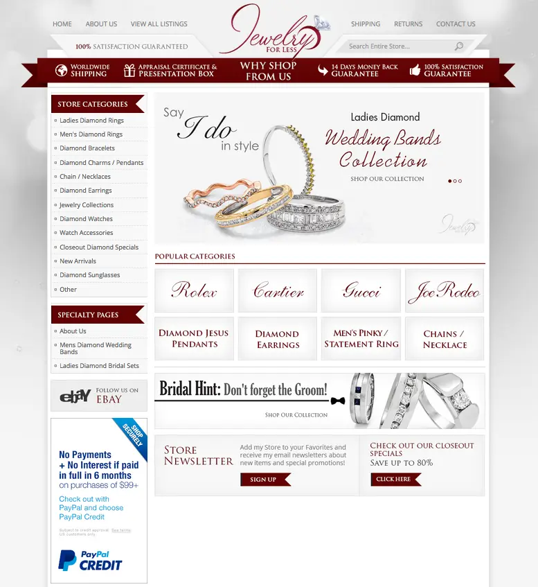 Jewelry for Less' eBay store design from OCDesignsonline