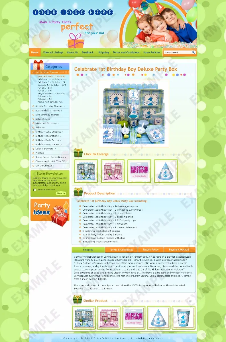 Fazu premade eBay listing template #1296 for kids