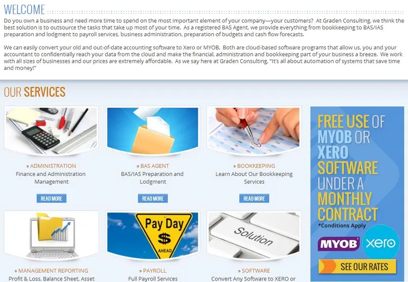 Australian Web Design custom category page