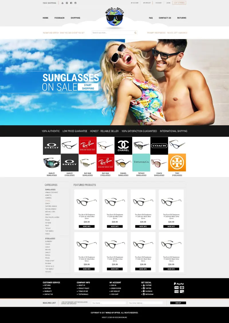 World Of Optics responsive Sopify store