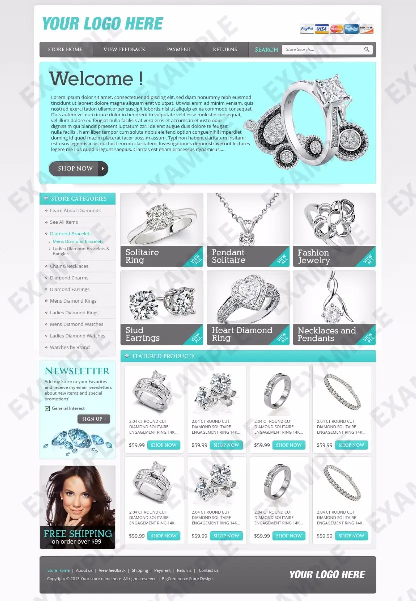 Tekspace premade eBay store design #1201 for jewelry & watches