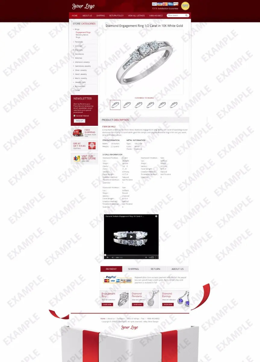 Giganation premade eBay listing template #1203 for jewelry & watches