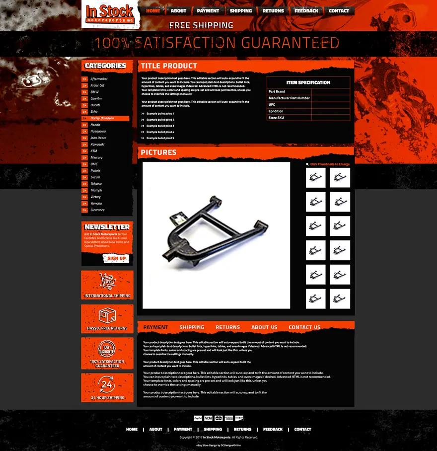 In Stock Motorsports listing template design: eBay listing templates by OC Designs Online
