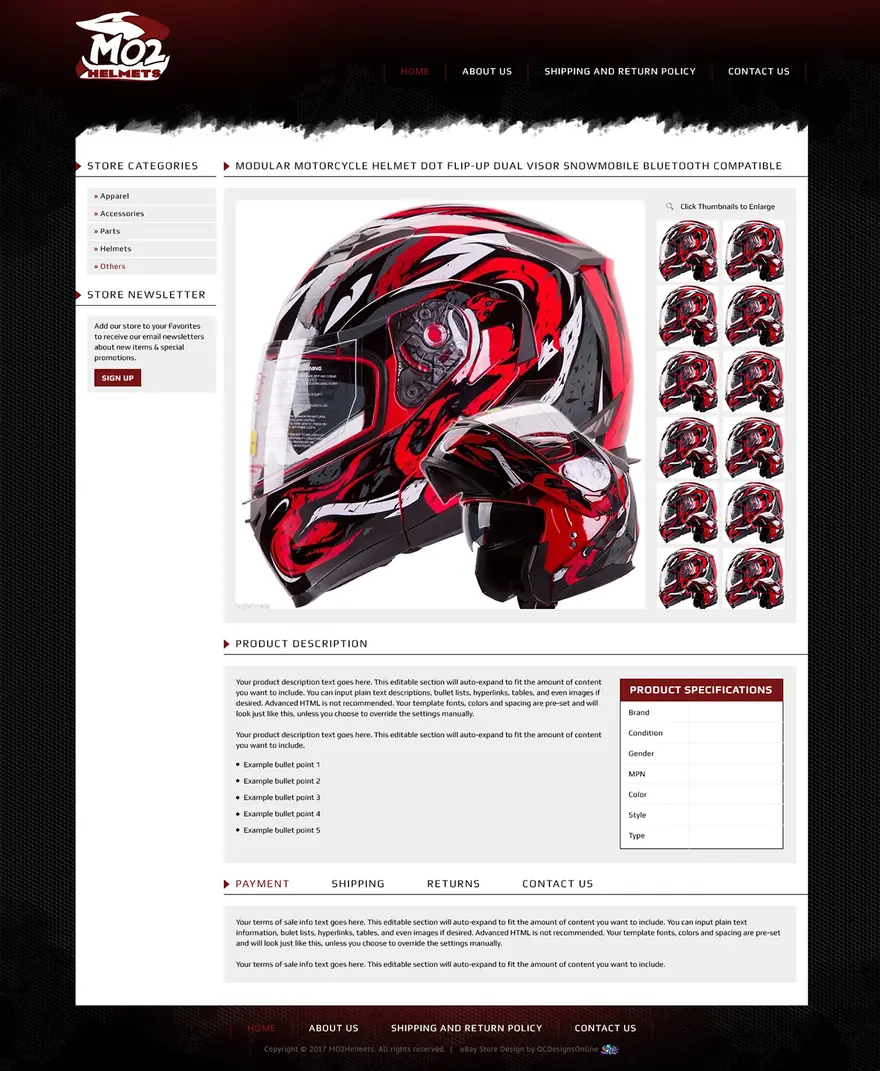 MO2 Helmets: eBay listing templates by OC Designs Online