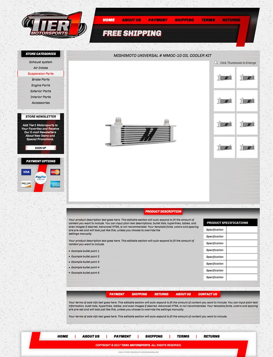 Tier 1 Motorsports: eBay listing templates by OC Designs Online