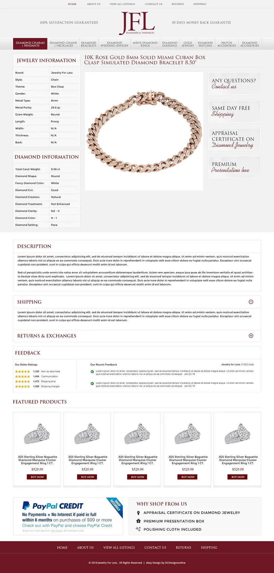 Jewelry For Less eBay listing template