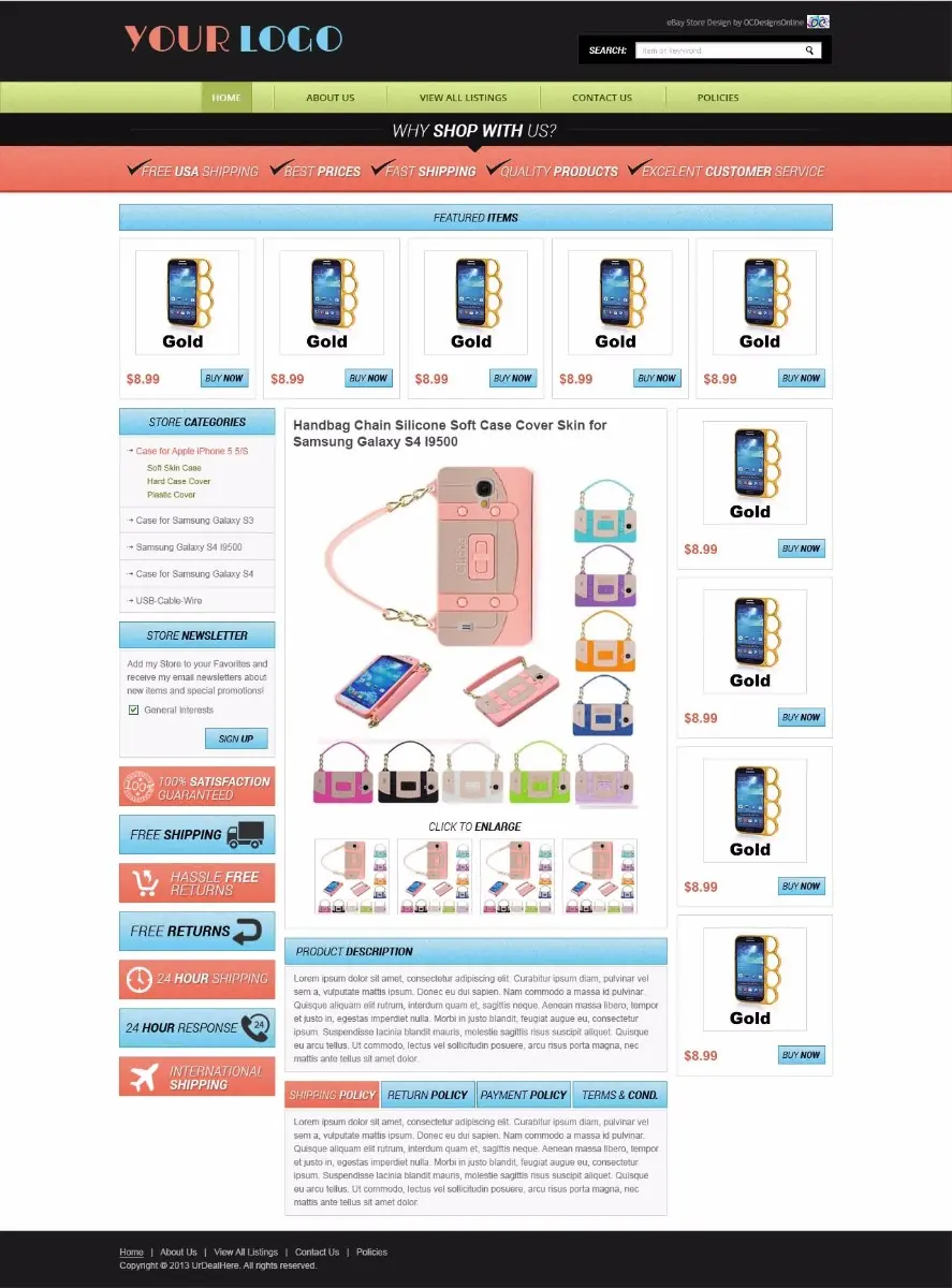 Jabbertype premade eBay listing template #1333 for cell phones