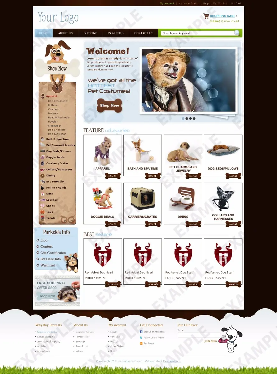 Quizio premade eBay store design #1321 for pets