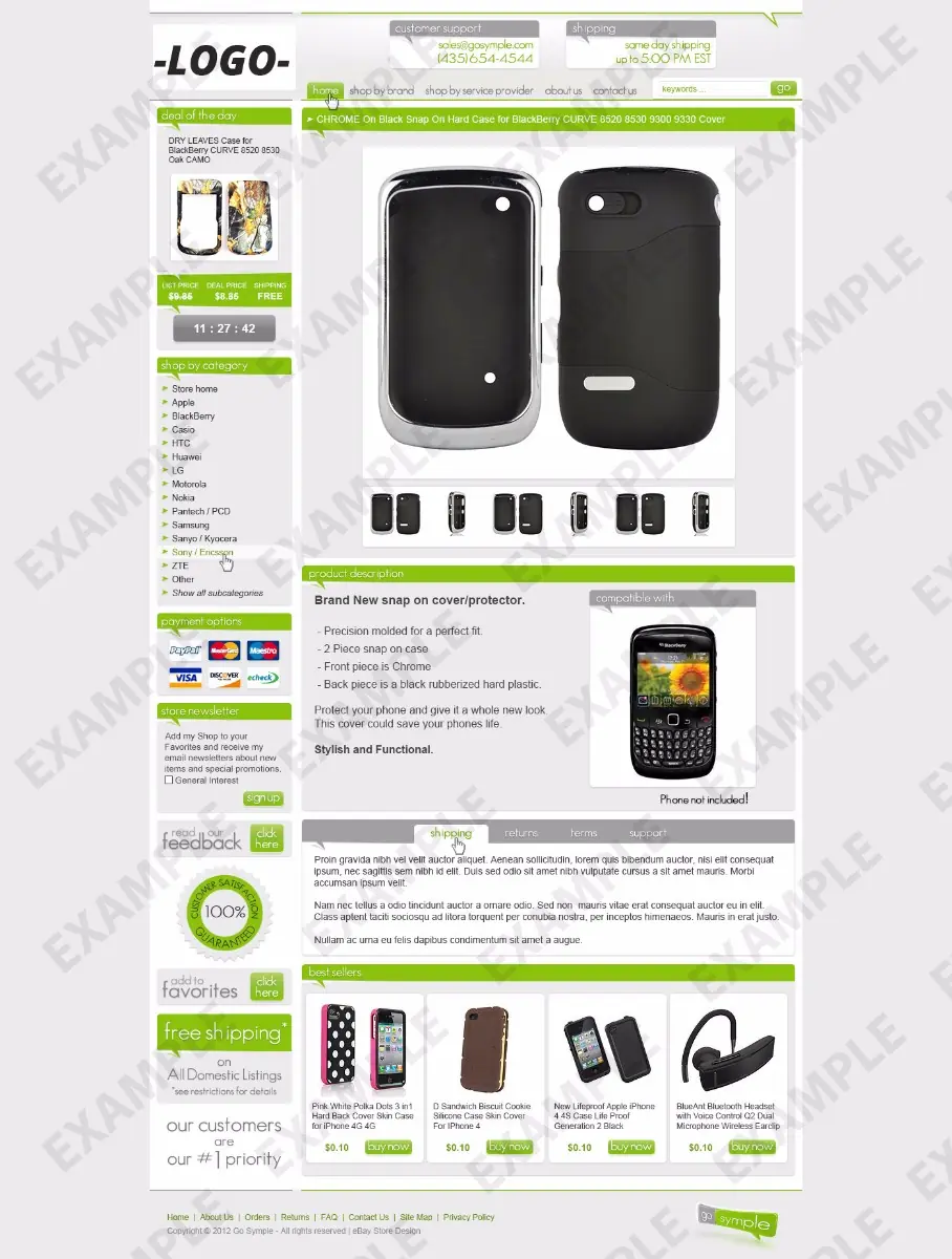 FiveXS premade eBay listing template #1213 for cell phones