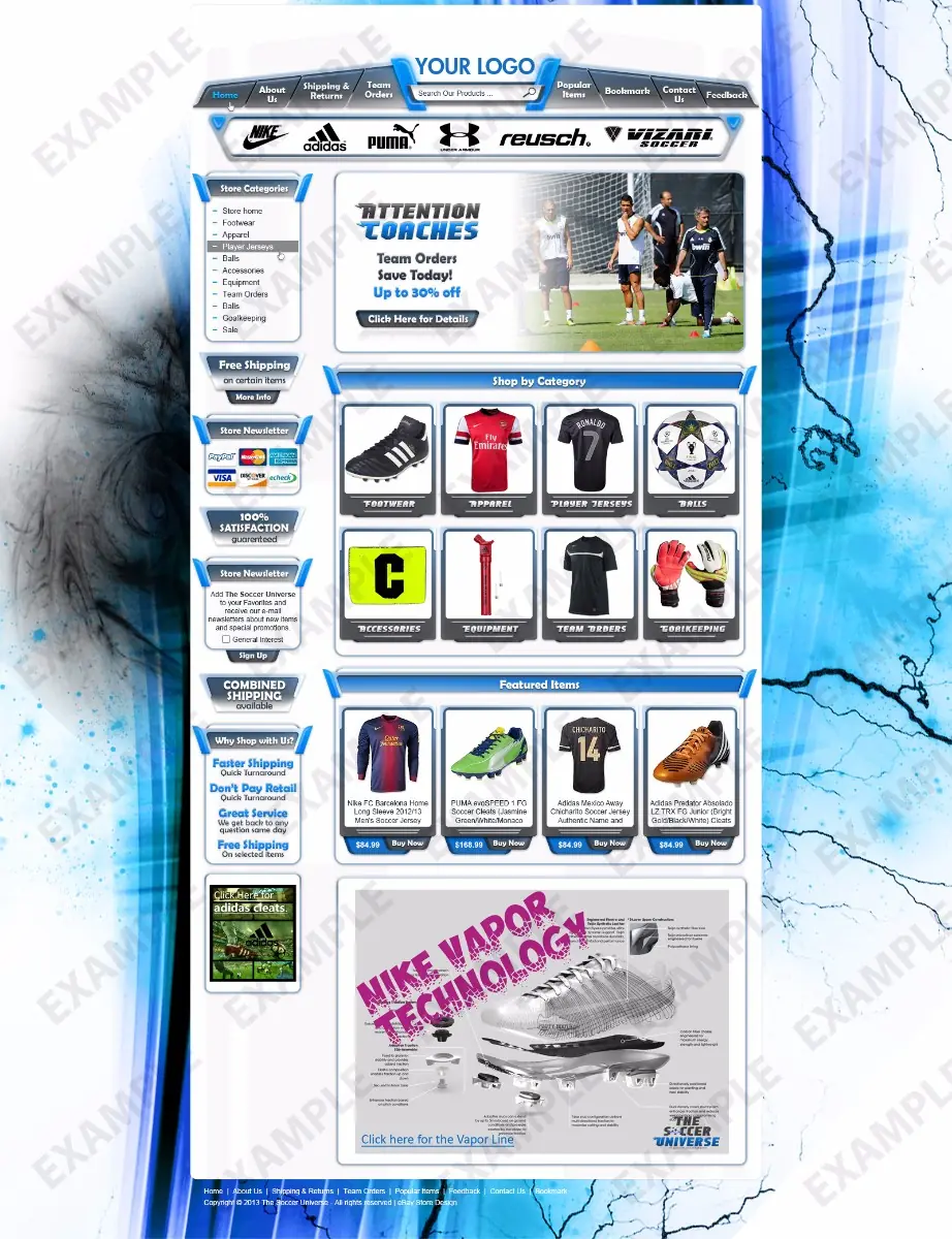 Podspan premade eBay store design #1269 for apparel & shoes