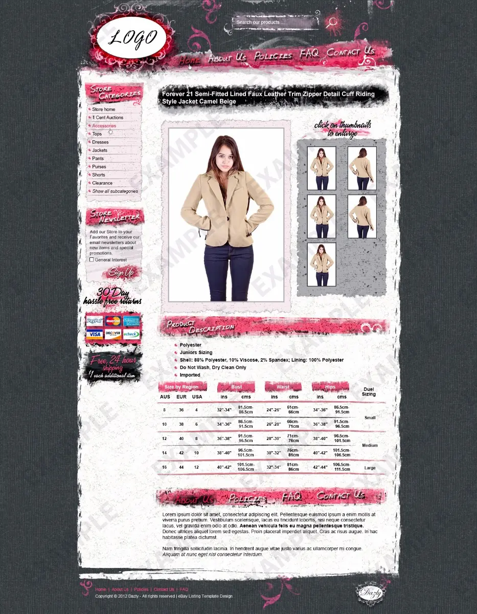 Abatz premade eBay listing template #1238 for apparel & shoes